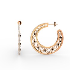 Swarovski ve siyah zirkon 8 ayar rose altın küpe
