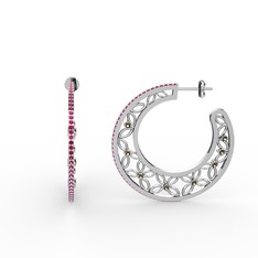 Rodolit garnet ve dumanlı kuvars 925 ayar gümüş küpe