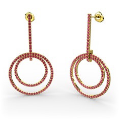 Rodolit garnet 18 ayar altın küpe