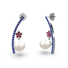 Inci, lab safir ve rodolit garnet 925 ayar gümüş küpe