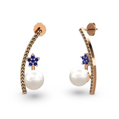 Inci, dumanlı kuvars ve lab safir 925 ayar rose altın kaplama gümüş küpe