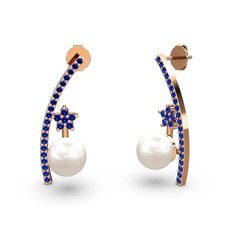 Lenta İnci Küpe - Inci ve lab safir 925 ayar rose altın kaplama gümüş küpe #cmbk8q