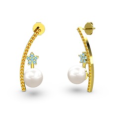 Inci, sitrin ve akuamarin 925 ayar altın kaplama gümüş küpe