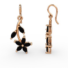 Camella Mekik Küpe - Siyah zirkon 18 ayar rose altın küpe #11jkga1