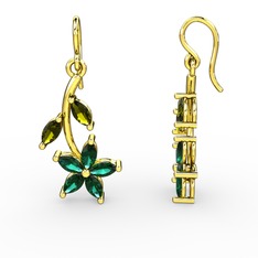 Yeşil kuvars ve peridot 18 ayar altın küpe