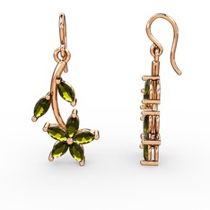 Camella Mekik Küpe - Peridot 8 ayar rose altın küpe #14t9q93