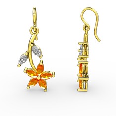 Camella Mekik Küpe - Sitrin ve swarovski 14 ayar altın küpe #189c565