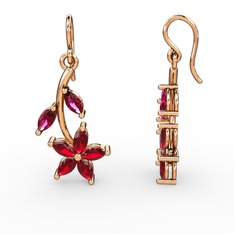 Garnet ve rodolit garnet 18 ayar rose altın küpe