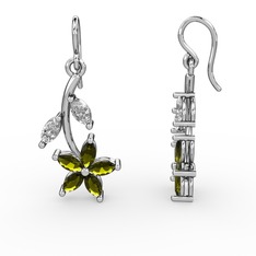 Camella Mekik Küpe - Peridot ve swarovski 18 ayar beyaz altın küpe #1afdqmn