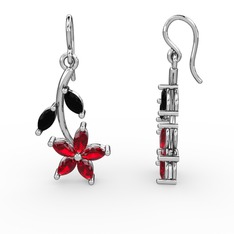 Garnet ve siyah zirkon 925 ayar gümüş küpe