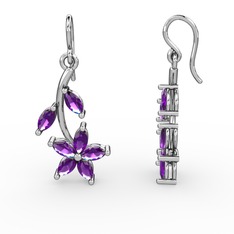 Ametist 18 ayar beyaz altın küpe