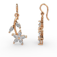 Beyaz zirkon ve swarovski 18 ayar rose altın küpe
