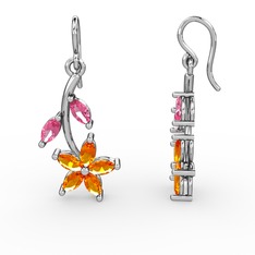 Camella Mekik Küpe - Sitrin ve pembe kuvars 925 ayar gümüş küpe #1g7crwn