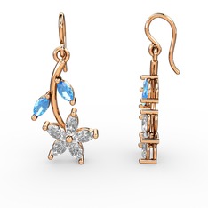 Camella Mekik Küpe - Swarovski ve akuamarin 18 ayar rose altın küpe #1g89l3h
