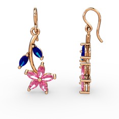 Camella Mekik Küpe - Pembe kuvars ve lab safir 14 ayar rose altın küpe #1gg1wqs