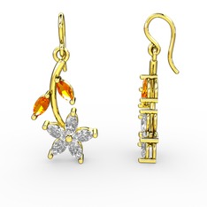 Camella Mekik Küpe - Swarovski ve sitrin 18 ayar altın küpe #1gxhrgt