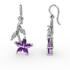 Camella Mekik Küpe - Ametist ve swarovski 8 ayar beyaz altın küpe #1h9i5qw