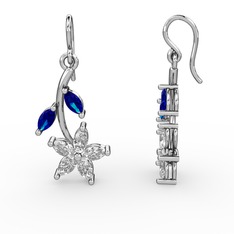 Camella Mekik Küpe - Swarovski ve lab safir 925 ayar gümüş küpe #1hi9eze