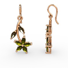 Camella Mekik Küpe - Peridot ve dumanlı kuvars 18 ayar rose altın küpe #1hlgkps