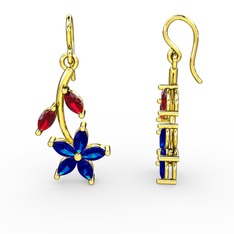Camella Mekik Küpe - Lab safir ve garnet 8 ayar altın küpe #1ie3ydp