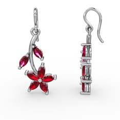Garnet ve rodolit garnet 8 ayar beyaz altın küpe