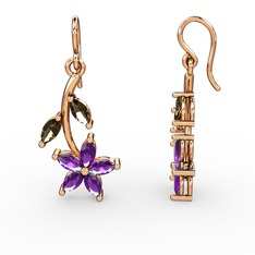 Camella Mekik Küpe - Ametist ve dumanlı kuvars 18 ayar rose altın küpe #1jt0aal