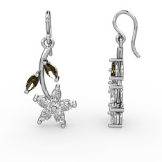 Camella Mekik Küpe - Swarovski ve dumanlı kuvars 8 ayar beyaz altın küpe #1ngio6p