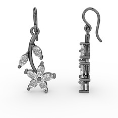 Swarovski 925 ayar siyah rodyum kaplama gümüş küpe