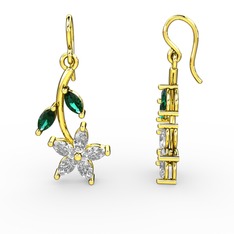 Camella Mekik Küpe - Swarovski ve yeşil kuvars 18 ayar altın küpe #1pwui57