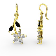 Swarovski ve siyah zirkon 18 ayar altın küpe