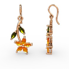 Sitrin ve peridot 8 ayar rose altın küpe