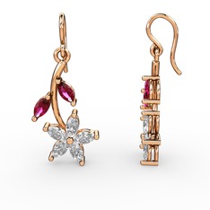 Camella Mekik Küpe - Swarovski ve rodolit garnet 18 ayar rose altın küpe #1u4wads