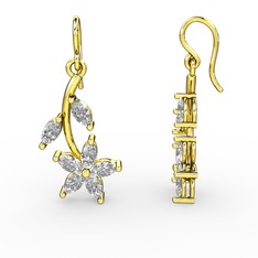 Swarovski ve beyaz zirkon 925 ayar altın kaplama gümüş küpe