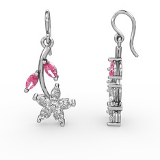 Camella Mekik Küpe - Swarovski ve pembe kuvars 925 ayar gümüş küpe #1vie2z5