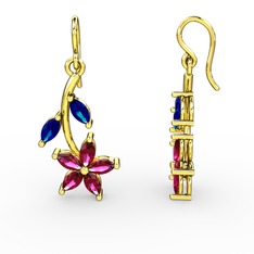 Camella Mekik Küpe - Rodolit garnet ve lab safir 18 ayar altın küpe #1w6o90p