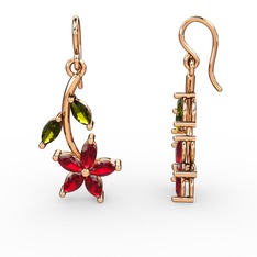 Camella Mekik Küpe - Garnet ve peridot 18 ayar rose altın küpe #1we1jhk