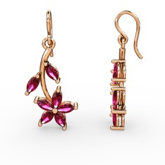 Rodolit garnet 14 ayar rose altın küpe