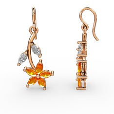 Sitrin ve swarovski 8 ayar rose altın küpe