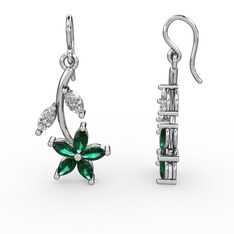 Camella Mekik Küpe - Yeşil kuvars ve swarovski 8 ayar beyaz altın küpe #7hovec