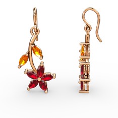 Camella Mekik Küpe - Garnet ve sitrin 18 ayar rose altın küpe #7i0vq5