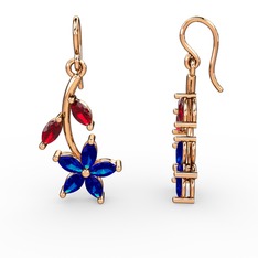 Camella Mekik Küpe - Lab safir ve garnet 925 ayar rose altın kaplama gümüş küpe #bnruu9