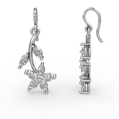 Swarovski 8 ayar beyaz altın küpe