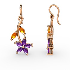 Camella Mekik Küpe - Ametist ve sitrin 8 ayar rose altın küpe #hp9w5e