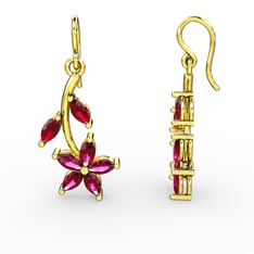 Camella Mekik Küpe - Rodolit garnet ve garnet 14 ayar altın küpe #k5k25d