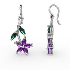 Camella Mekik Küpe - Ametist ve yeşil kuvars 14 ayar beyaz altın küpe #kifomf