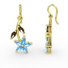 Camella Mekik Küpe - Akuamarin ve dumanlı kuvars 14 ayar altın küpe #kuvsj3