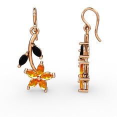 Camella Mekik Küpe - Sitrin ve siyah zirkon 8 ayar rose altın küpe #oclkd5