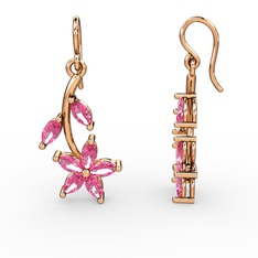 Camella Mekik Küpe - Pembe kuvars 18 ayar rose altın küpe #q7omi