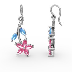 Camella Mekik Küpe - Pembe kuvars ve akuamarin 925 ayar gümüş küpe #qicmuo