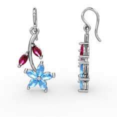 Camella Mekik Küpe - Akuamarin ve rodolit garnet 14 ayar beyaz altın küpe #rmkjs4